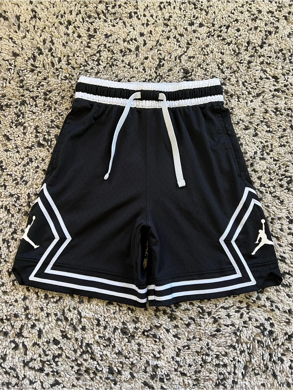 Nike Jordan Sport Dri-Fit Diamond Mesh Shorts Black White Jumpman Men’s Size XS